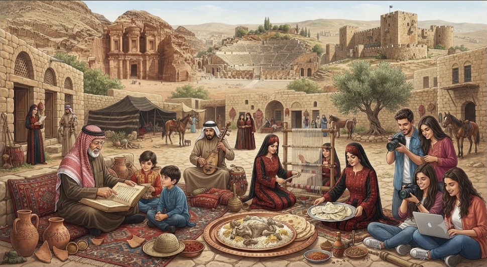 التراث الأردني الثقافي المادي وغير المادي : ذاكرة الأمة وعنوان الهوية