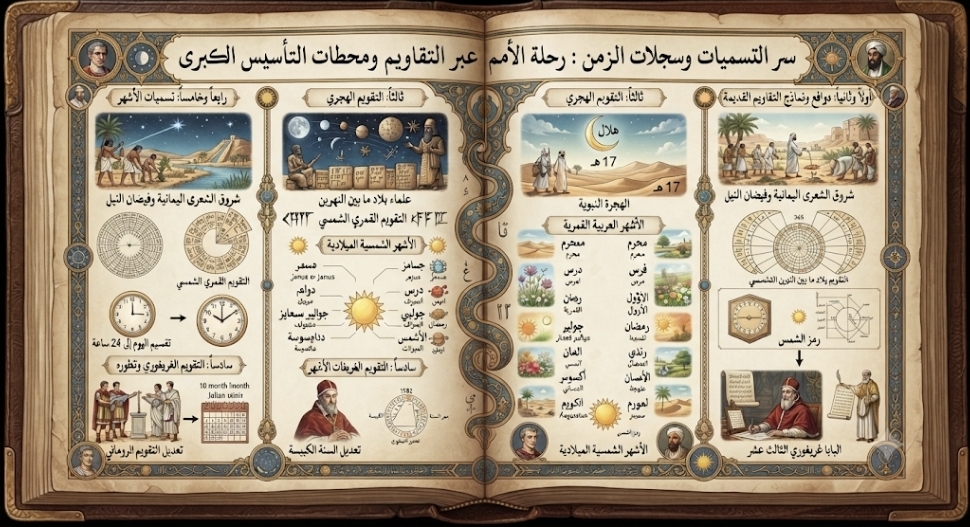 سر التسميات وسجلات الزمن : رحلة الأمم عبر التقاويم ومحطات التأسيس الكبرى
