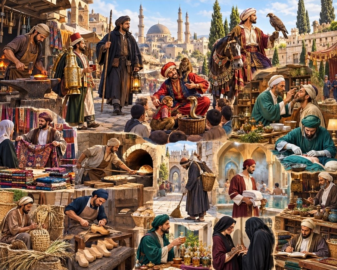 صنوف الصنائع وبدائع الحرف في التاريخ العربي الإسلامي : مقاربة تراثية في المهن الطريفة وغير المعتادة