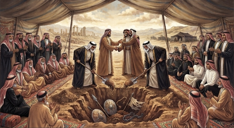 فلسفة ( حفار ودفان ) في التراث والعرف العشائري الأردني : جذور السلم المجتمعي والطي الجذري للنزاعات